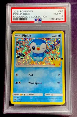 2021 Pokemon McDonald's Collection #20 PIPLUP HOLO PSA 8 NM-MT - Image 1