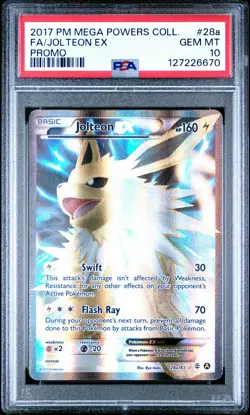 2017 POKEMON MEGA POWERS COLL PROMO #28A FULL ART/JOLTEON EX PSA 10 - Image 1