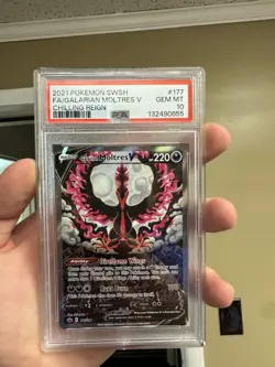 Pokemon Galarian Moltres V Sword & Shield Chilling Reign Full Art 177/198 PSA 10 - Image 1