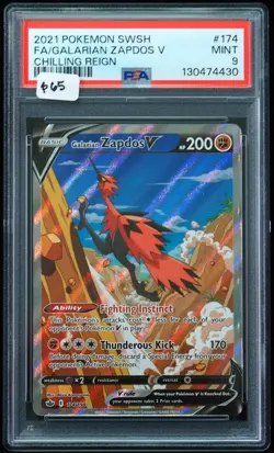 2021 Galarian Zapdos V #174 Chilling Reign PSA 9 Pokemon Card - Image 1
