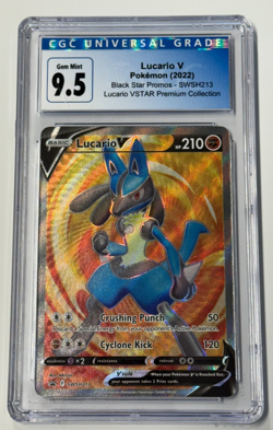 Lucario V Pokemon SWSH213 Black Star Promo VSTAR Premium Collection 2022 CGC 9.5 - Image 1