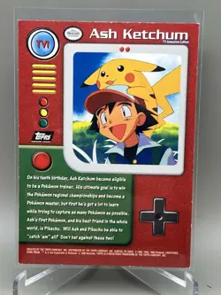 1999 Topps Pokemon TV Animation Edition Series 1 #TV1 Ash Ketchum - Image 2