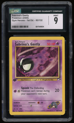 2000 POKEMON GYM HEROES 1ST EDITION 93/132 SABRINA'S GASTLY CGC 9 - Image 1