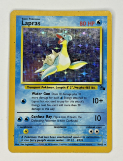 Pokemon TCG Lapras Holo Unlimited Fossil Card 10/62 WOTC MP Vintage Rare - Image 1