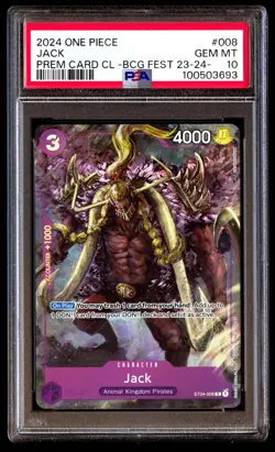 PSA 10 Gem Mint Jack ST04-008 Prem Card CL 2024 English ONE PIECE TCG - Image 1