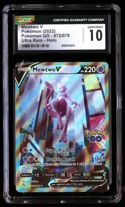 CGC 10 Gem Mint Mewtwo V 072/078 Pokemon GO 2022 Graded Card - Image 1