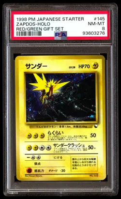 PSA 8 NM Mint Zapdos No. 145 Red Green Gift Set Holo 1998 Japanese Graded Card - Image 1