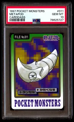 PSA 10 Gem Mint Metapod No. 011 Carddass 1997 Japanese Card Graded - Image 1