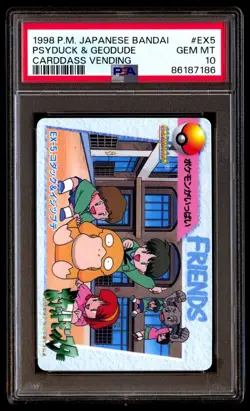 PSA 10 Gem Mint Psyduck & Geodude EX5 Carddass Vending 1998 Japanese Graded Card - Image 1