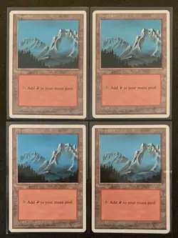 (4) Magic: The Gathering Mountain (B) MTG Core Set 1995 4th Edition Vintage LP - Image 1