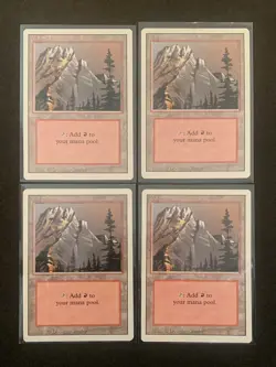 (4) Magic: The Gathering Mountain (A) MTG Revised Edition VINTAGE LP - Image 1