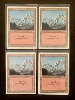 (4) Magic: The Gathering Mountain (B) MTG Revised Edition VINTAGE MP - Image 1