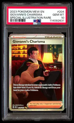 PSA 10 Giovanni's Charisma 204 Pokemon Mew En 151 2023 Special Illustration Rare - Image 1