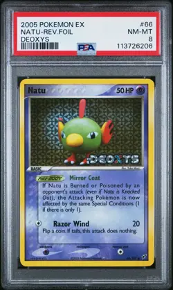 2005 Pokemon Ex Deoxys #66 Natu Reverse Foil Holo PSA 8 NM MINT - Image 1
