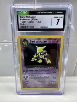 Pokemon TCG, Dark Alakazam 1/82, Graded CGC 7 Near Mint, Team Rocket Holo - Image 1