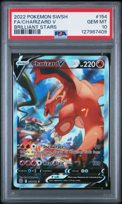 2022 POKEMON SWORD & SHIELD BRILLIANT STARS #154 FULL ART/CHARIZARD V PSA 10 - Image 1