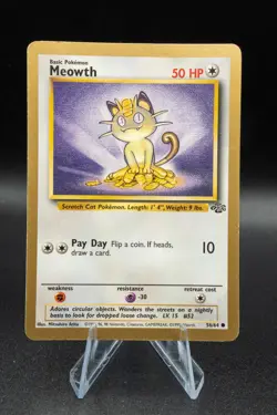 Meowth Gold Border Jungle 1999 Pokemon Card Fruit Roll-Ups Promo 56/64 MP+ LP- - Image 1