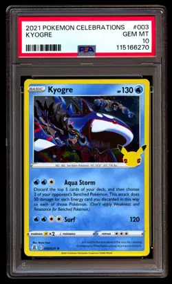 PSA 10 Kyogre 003 Pokemon Celebrations 2021 - Image 1
