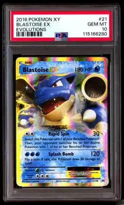 PSA 10 Blastoise EX 21 Pokemon XY Evolutions 2016 - Image 1