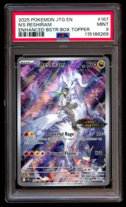 PSA 9 N's Reshiram 167 Pokemon Jtg En Journey Together 2025 Enhanced Topper - Image 1