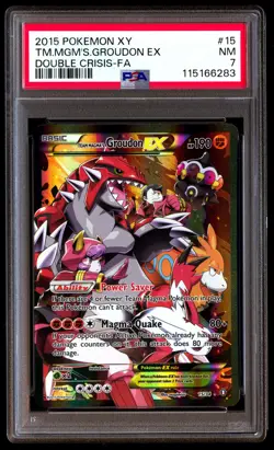 PSA 7 Team Magma's Groudon EX 15 Pokemon XY Double Crisis 2015 Fa - Image 1