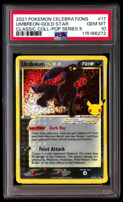 PSA 10 Umbreon Gold Star 17 Pokemon Celebrations Classic Collection 2021 Pop Ser - Image 1