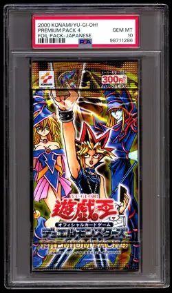 PSA 10 Gem Mint Premium Pack 4 Foil Booster Pack 2000 Konami Yugioh Graded Pack - Image 1
