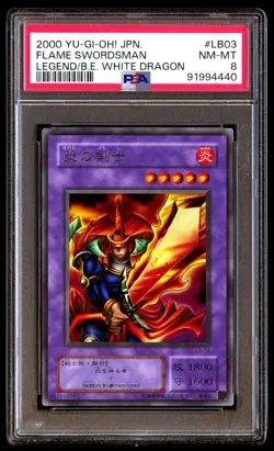 PSA 8 NM Mint Flame Swordsman LB-03 Legend Blue-Eyes White Dragon 2000 Japanese - Image 1