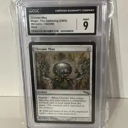 2003 MTG Magic the Gathering Card Mirrodin #152 Chrome Mox CGC 9.0 TCG - Image 1