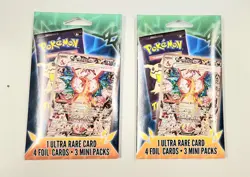 Pokemon 3 Mini Packs 1Ultra Rare 4 Foil Cards Charizard EX Lot Of 2 - Image 1