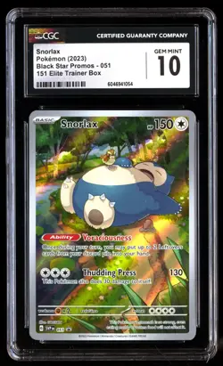 CGC 10 Snorlax 051 Pokemon 151 ETB Promo IR SV 2023 Graded Card - Image 1