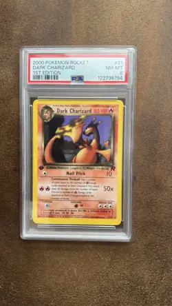 Dark Charizard 1st Edition Non-Holo Rare Card 21/82 PSA 8 NM-MT - Image 1