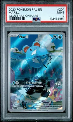 2023 Pokemon Marill #204 PAL Illustration Rare PSA 9 Mint Scarlet & Violet - Image 1