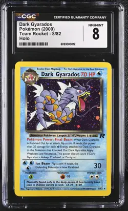 CGC 8 Pokemon English Dark Gyarados 8/82 2000 Team Rocket - Unlimited Rare Holo - Image 1