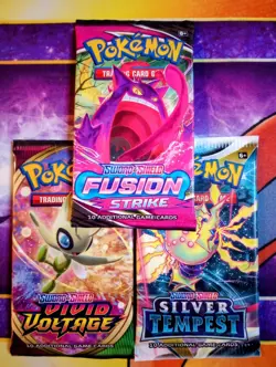 Pokemon TCG: Sword & Shield 3 Sealed Booster Pack Bundle Fusion Tempest Vivid - Image 1