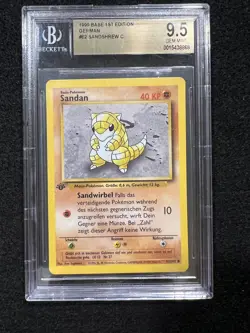 Pokemon Sandan (Sandshrew) 62/102 from German Base Set 1st Edition in a BGS 9.5! - Image 1