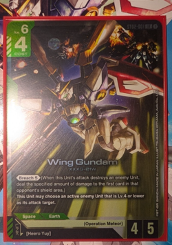 FRESHLY PULLED Gundam Card Game TCG - Wing Gundam ST02-001 LR - M/NM - Image 1