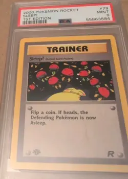 Trainer SLEEP! -79/82 - 1st Edition Team Rocket Set Vintage Pokemon Card PSA 9 - Image 1