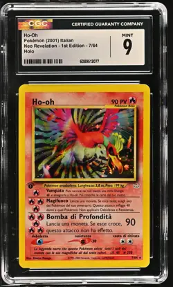 CGC 9 ITALIAN Ho-Oh 2001 Neo Revelation 1st Edition 7/64 Holo Pokemon Card - Image 1