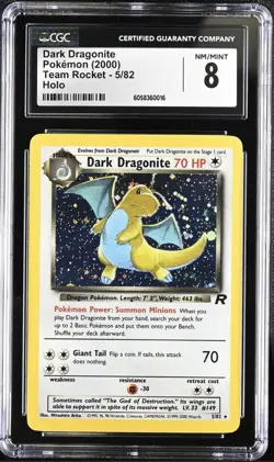 CGC 8 NM/MINT Dark Dragonite 5/82 Team Rocket Holo Rare Pokemon Card - Image 1