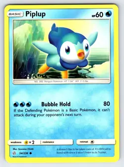 Piplup 54/236 2019 SM Cosmic Eclipse Pokemon Card TCG Nintend Common - Nm - Image 1