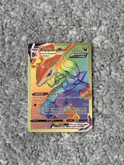 Pokemon Rayquaza VMax HP320 Azure Pulse #217/203 Rainbow Gold Foil Fan Art NM! - Image 1