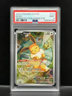 Eevee 2025 Pokemon Prismatic Evolutions Elite Trainer Box Promo #173 PSA 9 Mint - Image 1