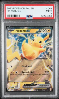 Pokemon Pikachu ex 063/193 Paldea Evolved Holo PSA 9 - Image 1
