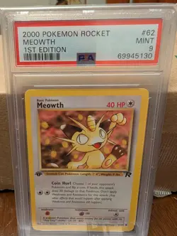 2000 Pokemon Rocket Meowth 1st Edition #62 PSA 9 - Image 1