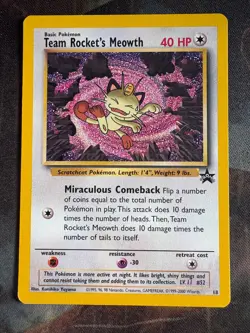 Team Rocket's Meowth # 18 Black Star PROMO WOTC Rare Pokemon Card Tcg - LP - Image 1