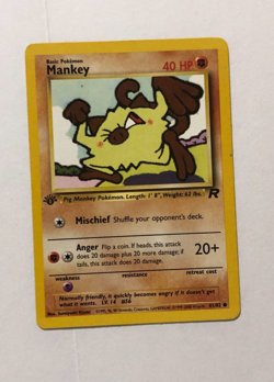 Pokemon Card 1st Edition Team Rocket Mankey 61/82 Light Played - Image 1