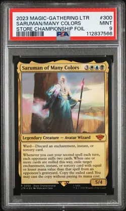 PSA 9 Saruman of Many Colors (0300) - FOIL PROMO Store Championship MTG - Image 1