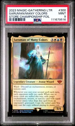 PSA 9 Saruman of Many Colors (0300) - FOIL PROMO Store Championship MTG - Image 3