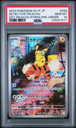 2023 POKEMON JPN SV-P PROMO #098 DETECTIVE PIKACHU PSA 10 - Image 1